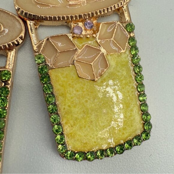 Fun Summer Rhinestone Earrings Vacation Drink Sparkly Dangle Earrings - Picture 3 of 6